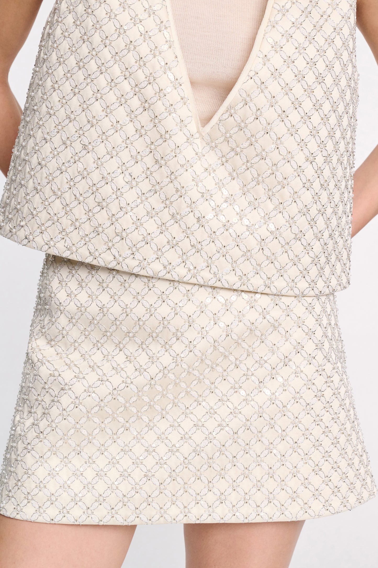 Dorothee Schumacher Sparkling Statement Skirt in Pearl