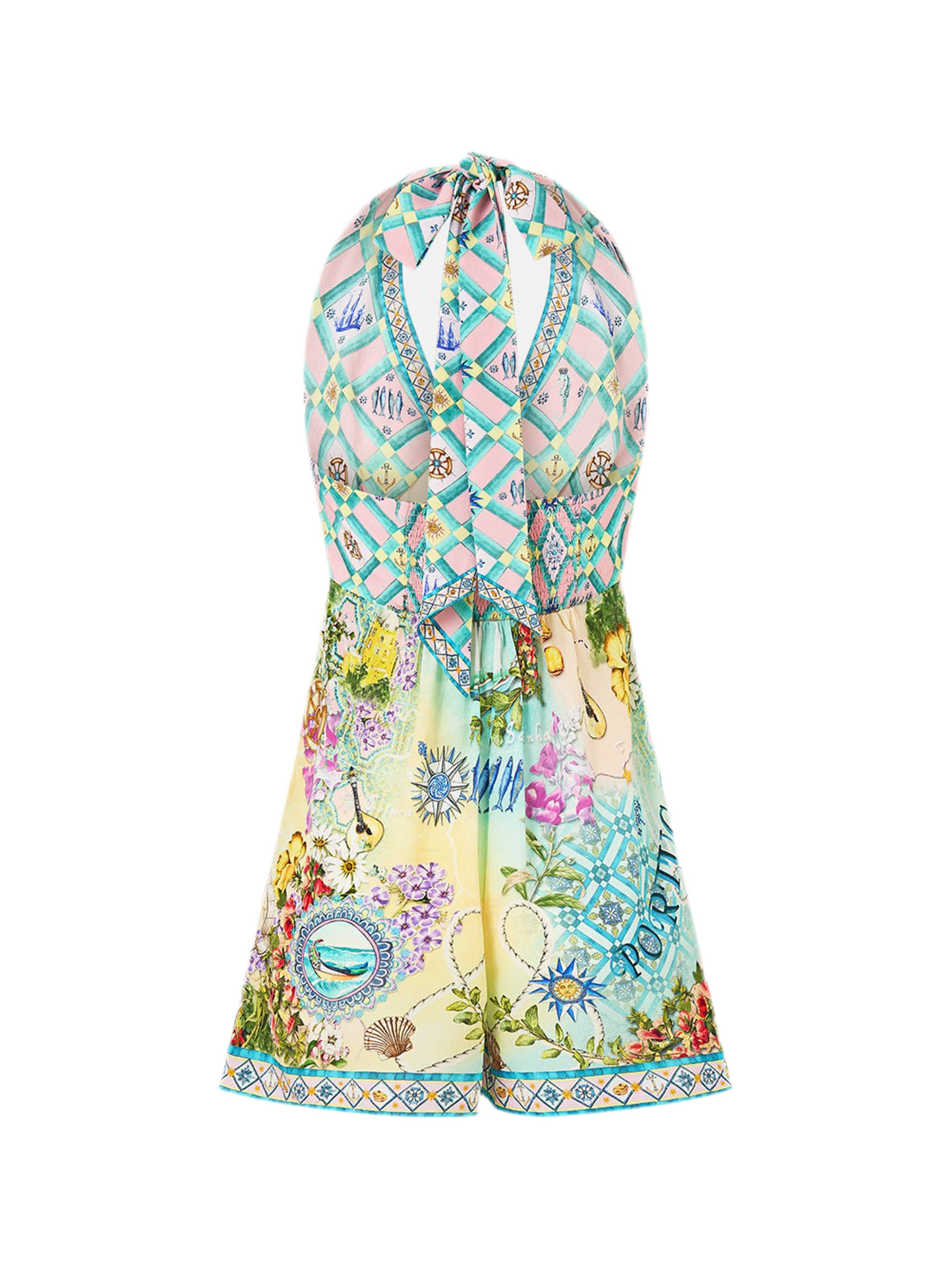 Camilla Button Front Halter Playsuit in Just Coasting