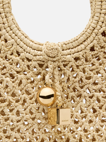 Jacquemus The Spiaggia Small Round Bag in Natural