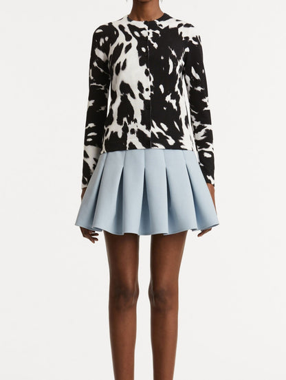 Oscar de la Renta Cow Printed Cardigan in Black/Ivory