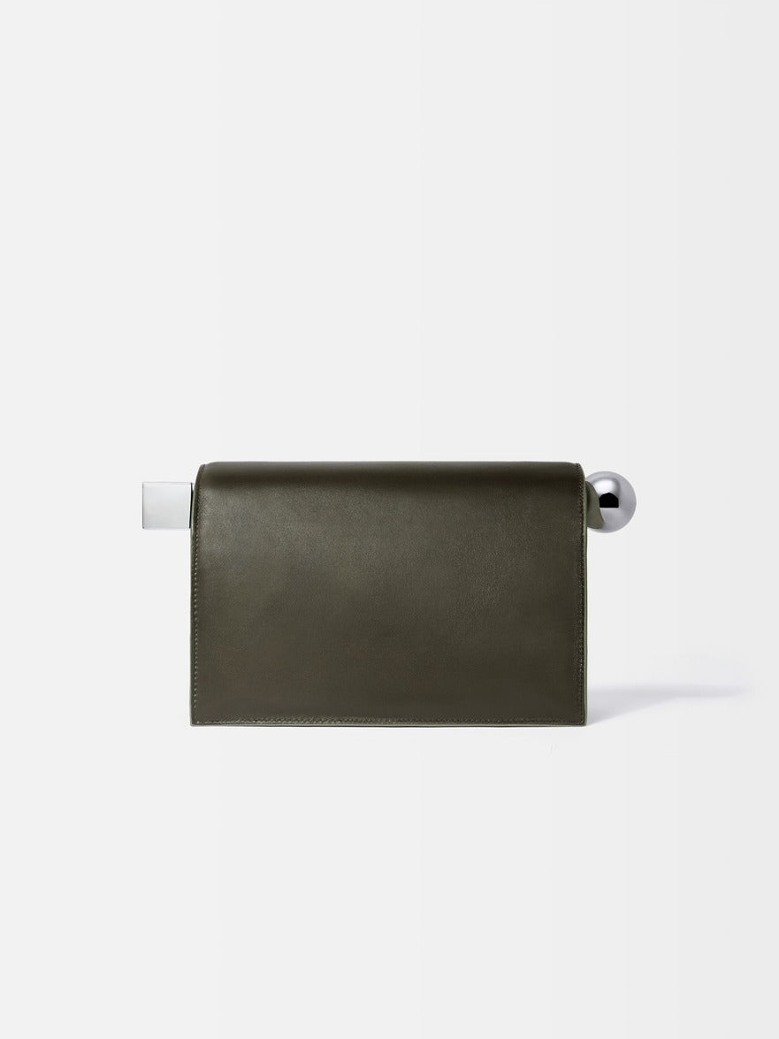 Jacquemus La Rond Carré Clutch in Dark Khaki