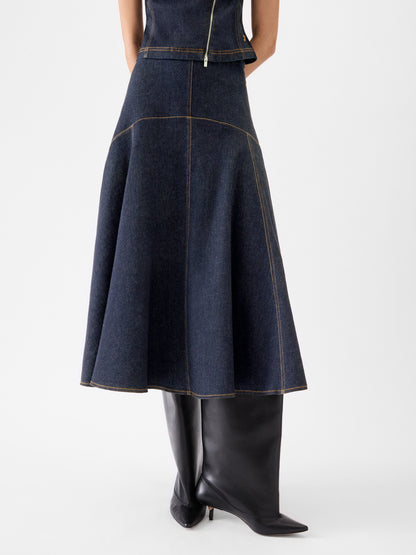 Jacquemus The Triangle De-Nimes Denim Skirt in Dark Navy