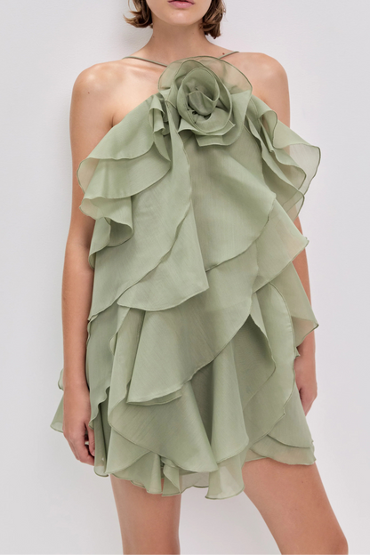 Aje Pandorea Layered Mini Dress in Moss