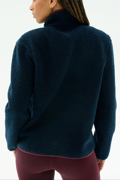 Splits59 Harris Sherpa Jacket in Indigo/Dark Cherry