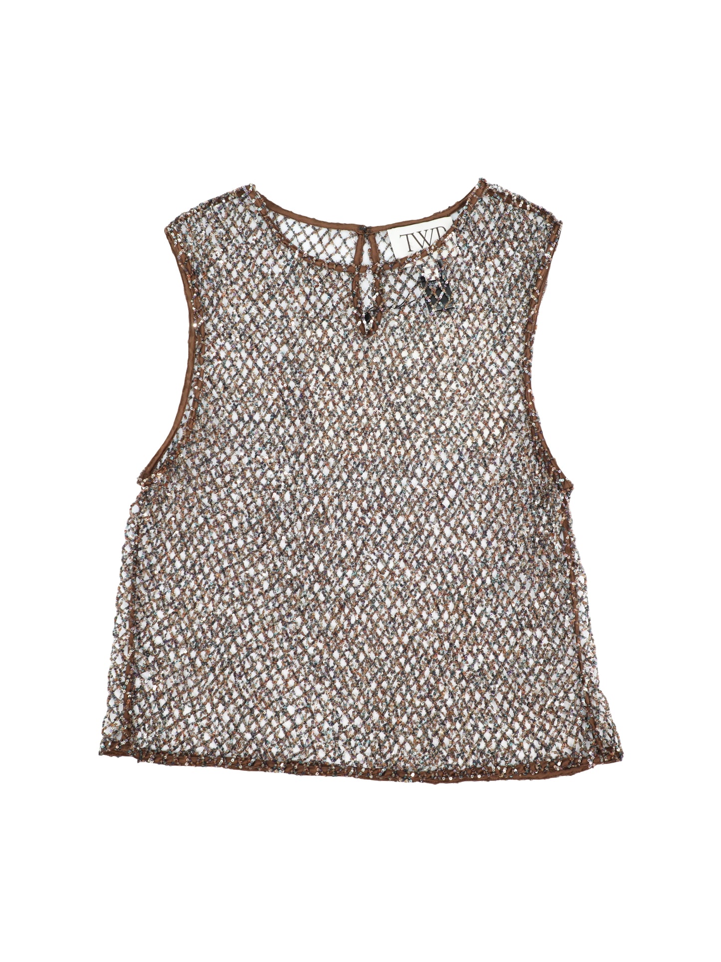 TWP Chloe Top With Sequin on Netting in Gold