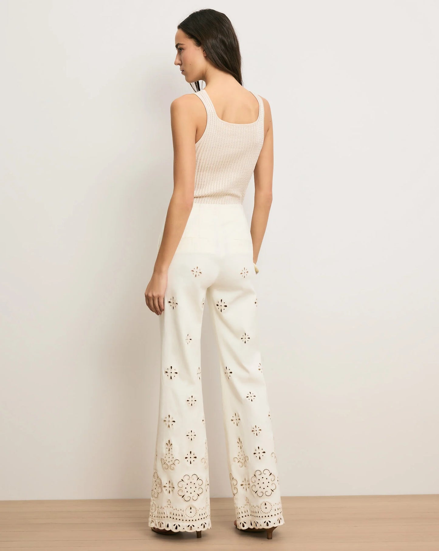 Veronica Beard Komi Eyelet Pant in Dove