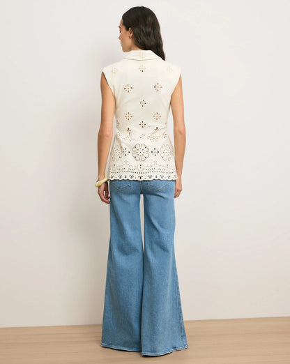 Veronica Beard Townes Eyelet Vest in Dove