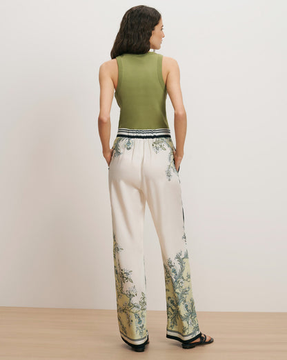 Veronica Beard Grigore Pant in Light Pistachio Multi