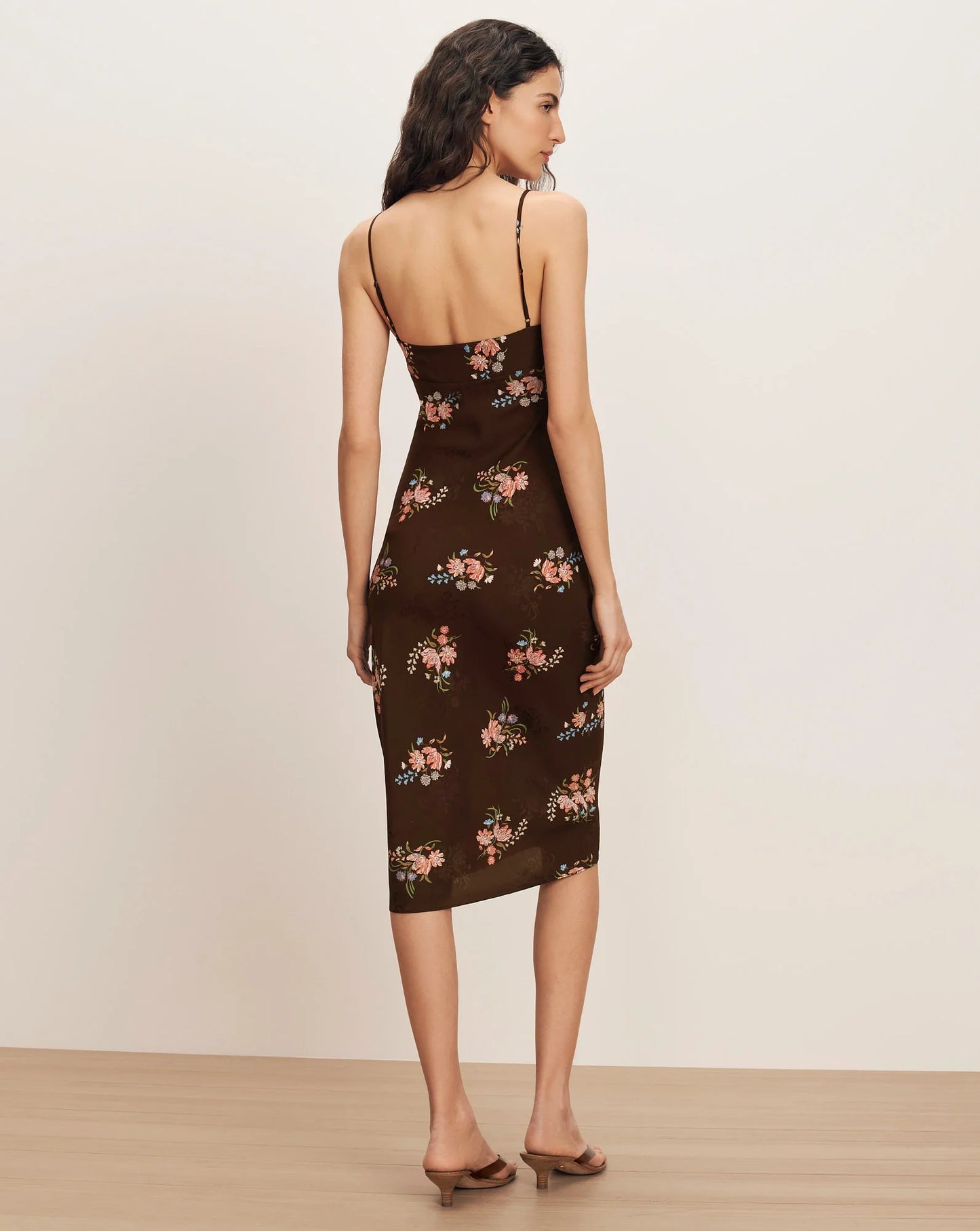 Veronica Beard Shara Floral Slip Dress in Dark Mocha Multi