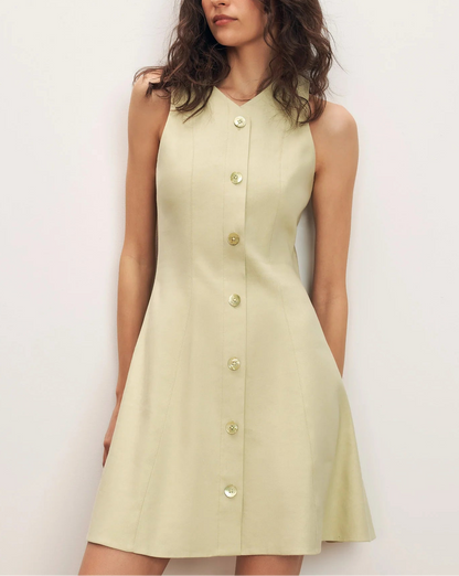 Veronica Beard Steiner Button-Down Mini Dress in Pistachio