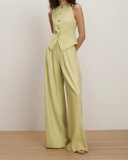 Veronica Beard Hoyt Wide-Leg Pant in Pistachio