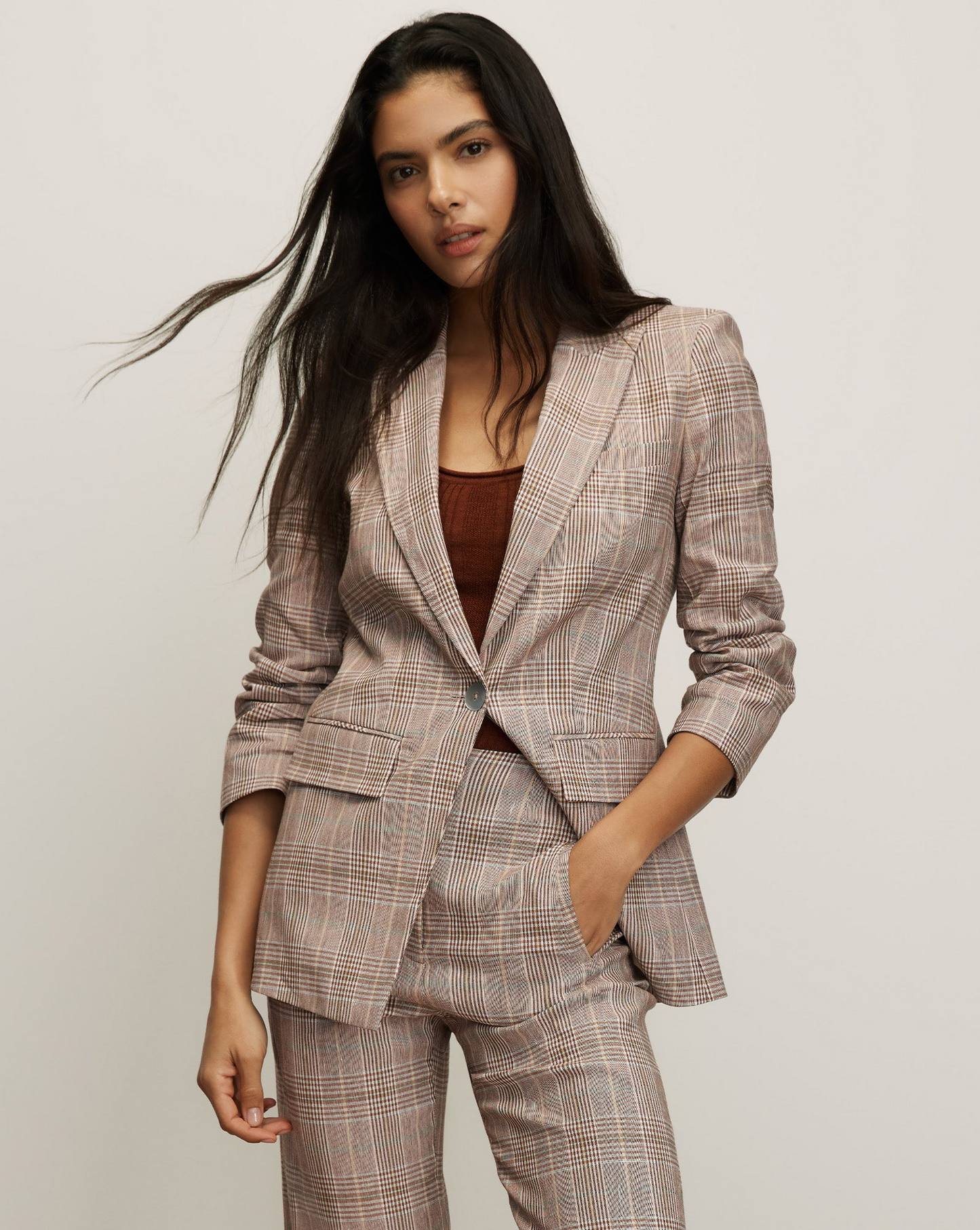 Veronica Beard Clayton Plaid Dickey Jacket in Raisin Multi