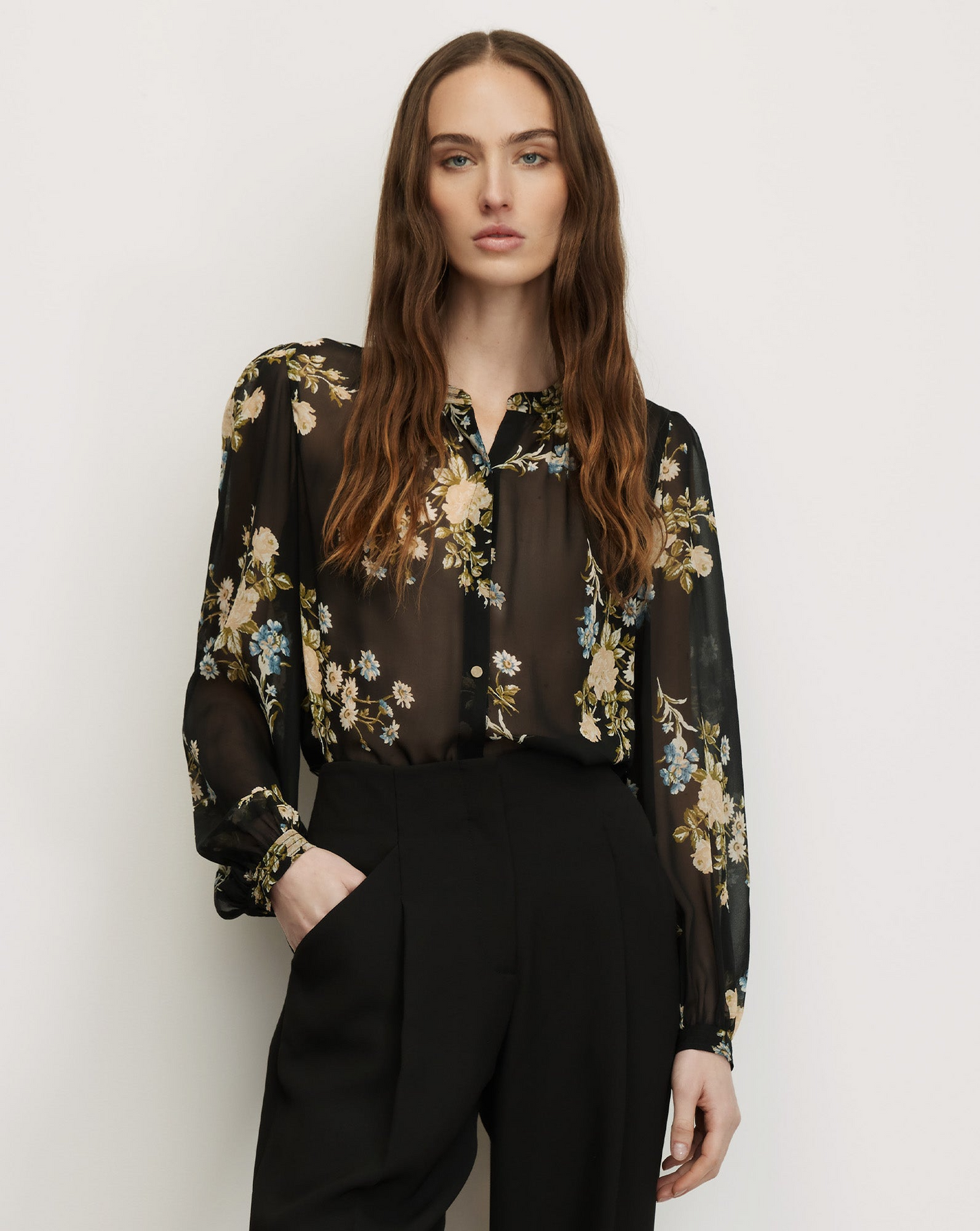 Veronica Beard Ashlynn Silk Blouse in Black Multi