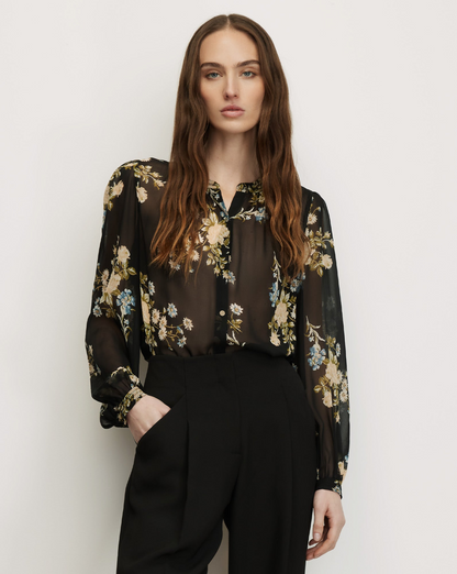 Veronica Beard Ashlynn Silk Blouse in Black Multi