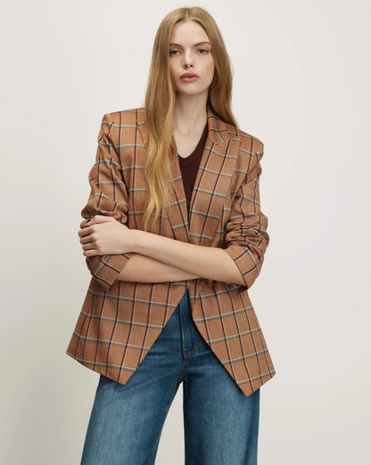Veronica Beard Rickie Plaid Dickey Jacket in Ochre Multi