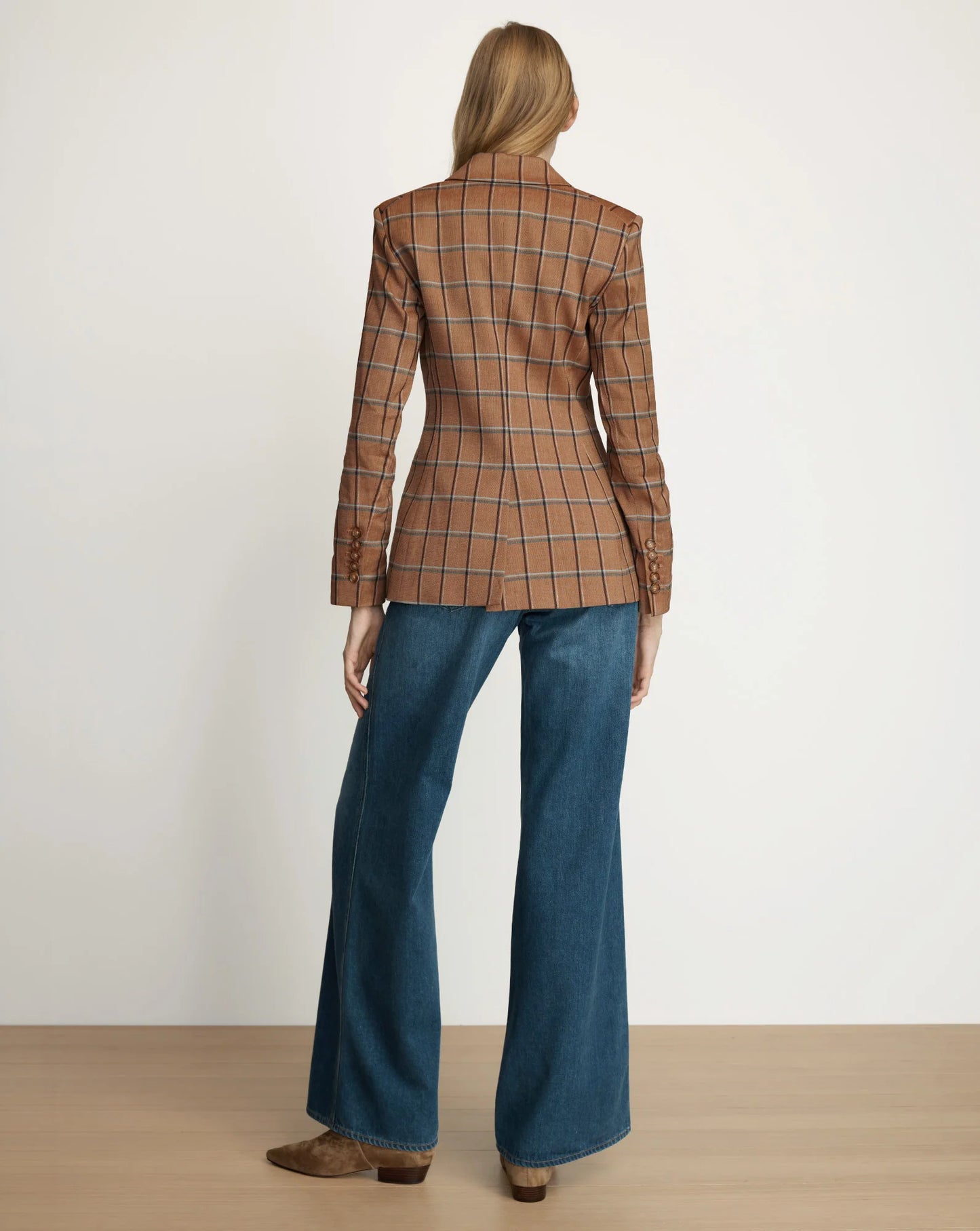 Veronica Beard Rickie Plaid Dickey Jacket in Ochre Multi