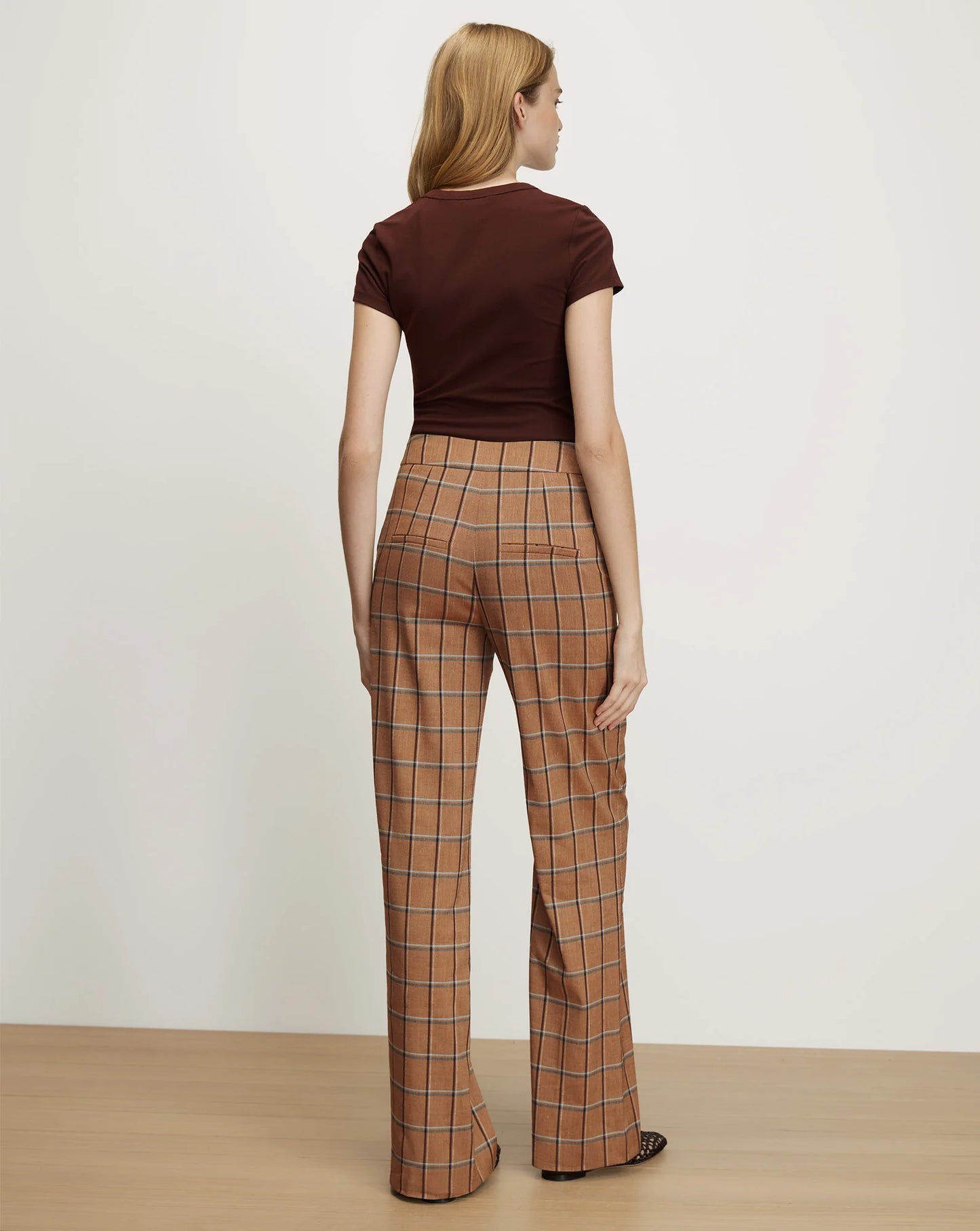 Veronica Beard Tonelli Plaid Wide-Leg Pant in Ochre Multi
