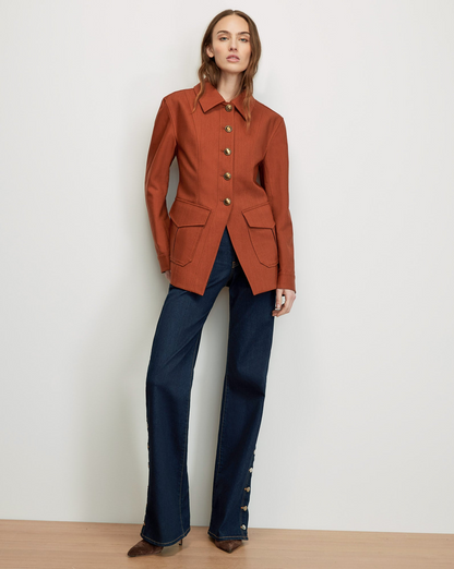 Veronica Beard Laramie Removable Collar Dickey Jacket in Rust