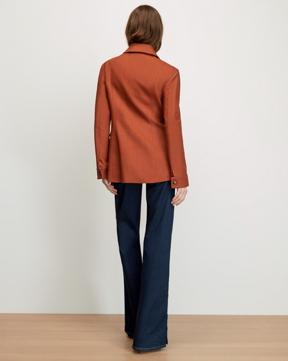 Veronica Beard Laramie Removable Collar Dickey Jacket in Rust