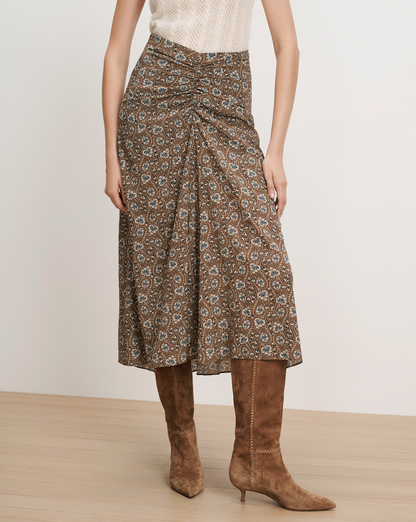 Veronica Beard Limani Floral Midi Skirt in Acorn Multi