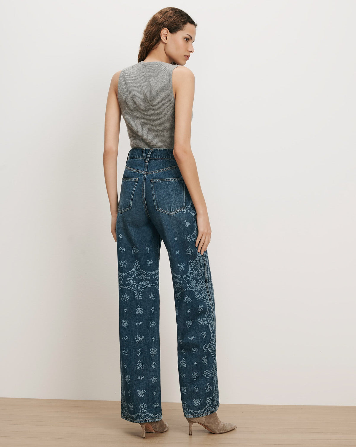 Veronica Beard Taylor Bandana Wide-Leg Jean