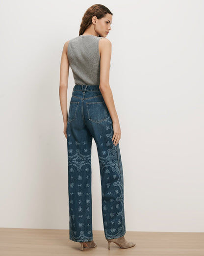 Veronica Beard Taylor Bandana Wide-Leg Jean