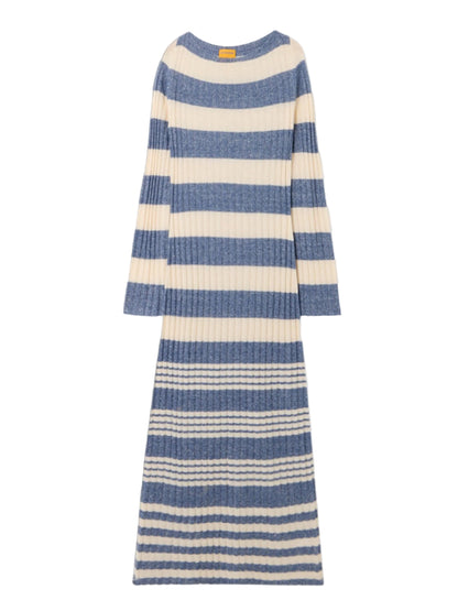 Guest in Residence Striped Rib Dress in Navy/Cream