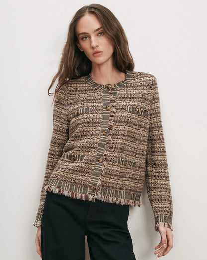 Veronica Beard Sariyah Knit Jacket in Burgundy Multi