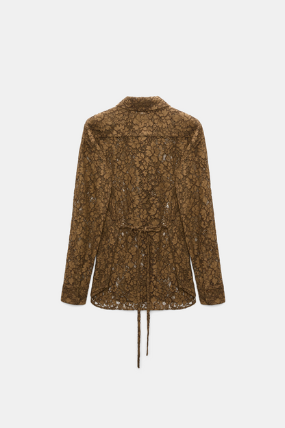 Dorothee Schumacher Powerful Lace Blouse in Porcini