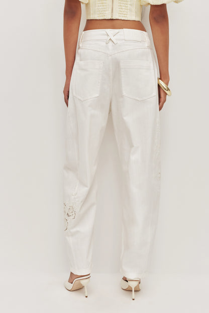 Aje Halo Embroidered Pant in Ivory