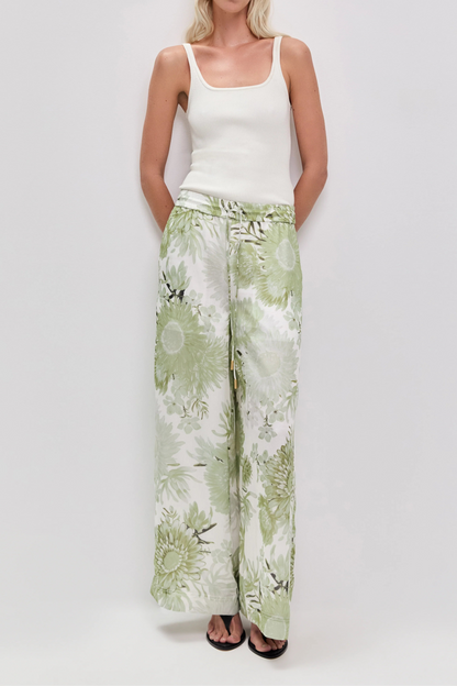 Aje Adina Pant in Olive Natural Floral