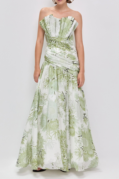 Aje Reflector Gown in Olive Native Floral