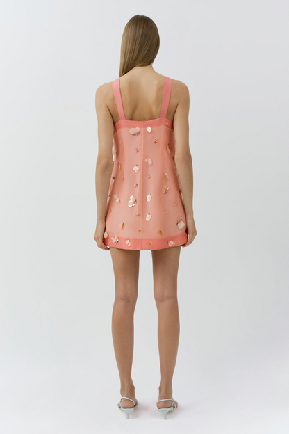 Simkhai Sumi Embellished Organza Mini Dress in Bubblegum