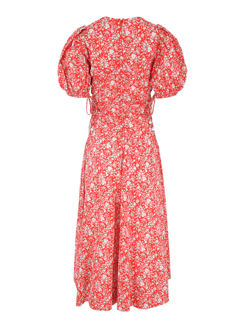 Sea Lucille Liberty Print Short Sleeve Midi Dress in Red – Leigh's of  Breton Village