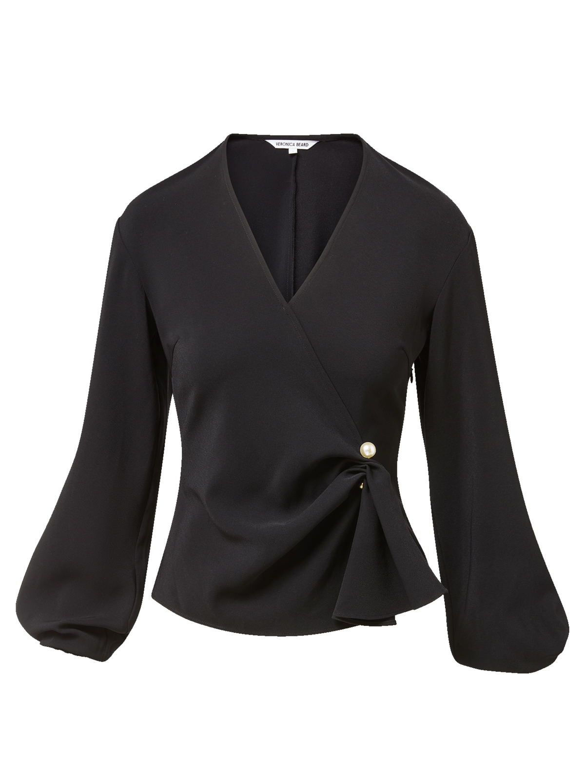 Veronica Beard Drew Brooch Blouse in Black