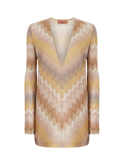 Missoni Long-Sleeved Mini Dress in Ombre Lurex in Gold Tones