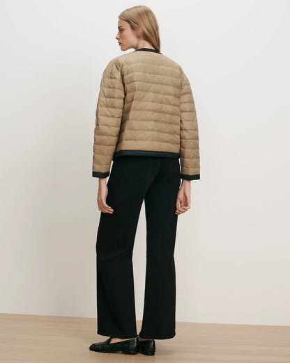 Veronica Beard Pearson Down Dickey Jacket in Desert Taupe/Black