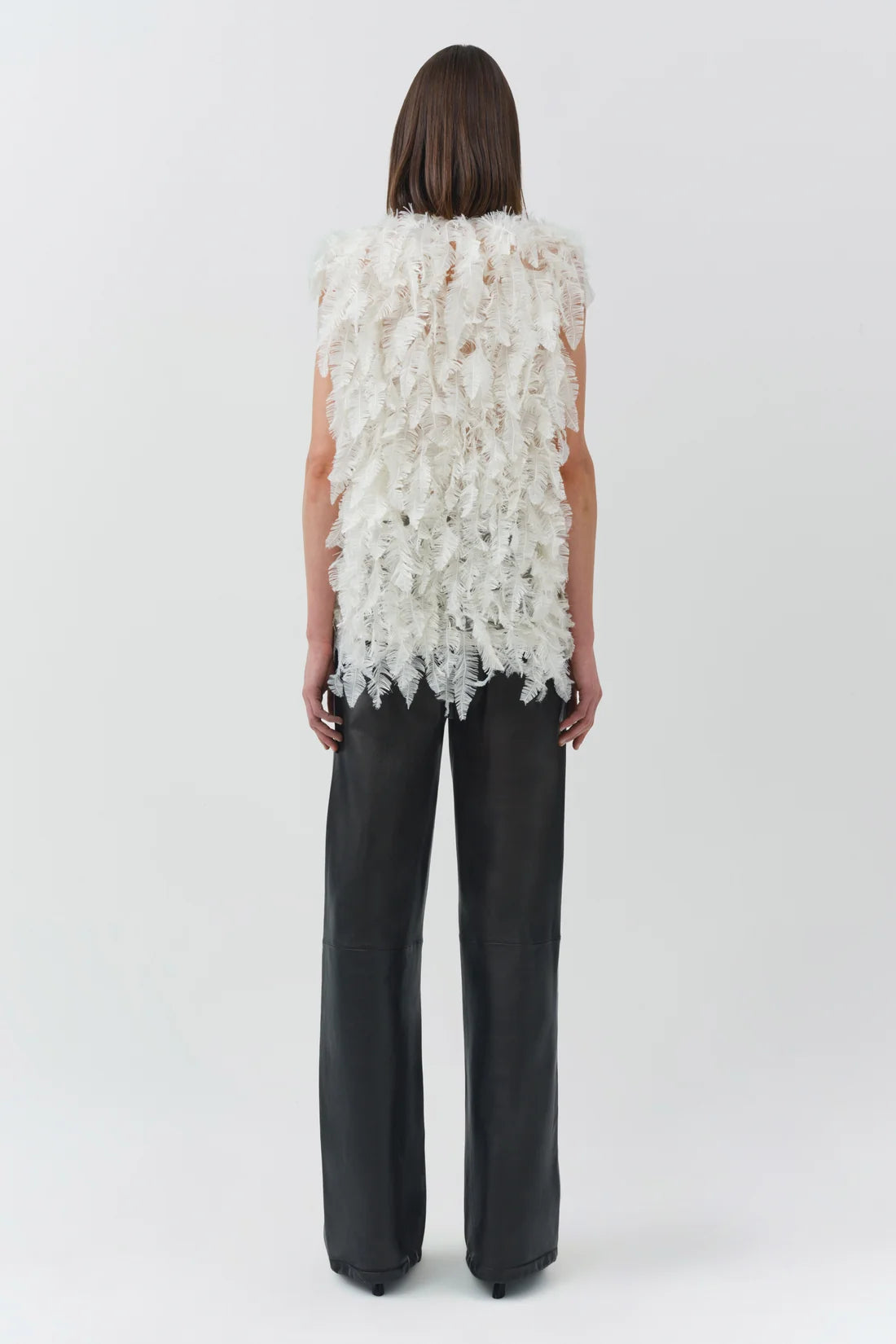Simkhai Fei Feathery Satin Top in Ivory