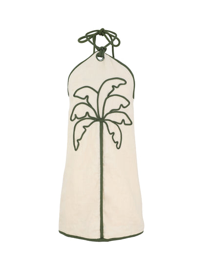 Farm Rio Sand Coconut Sleeveless Linen Mini Dress in Sand