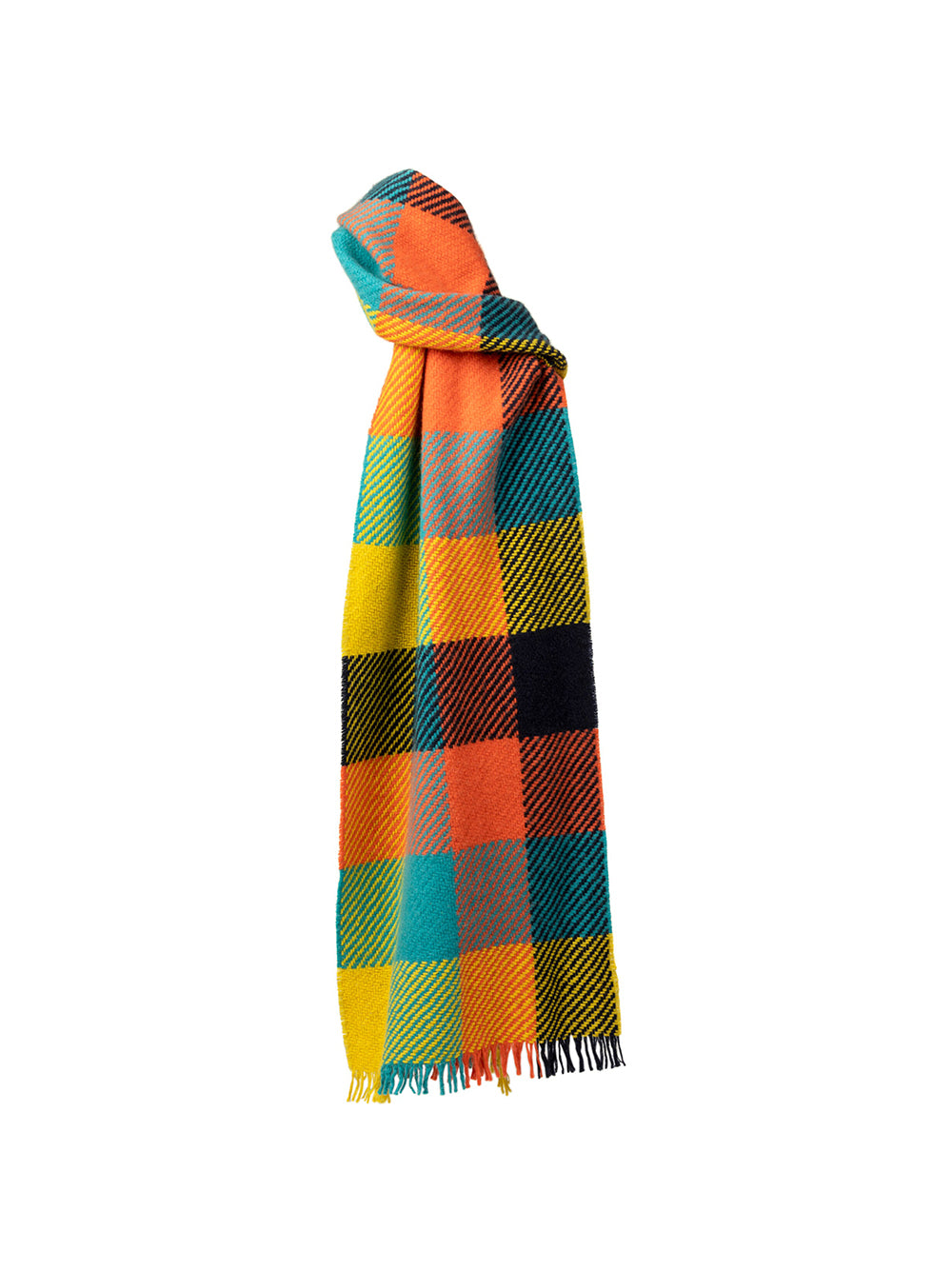 Deluxe Daffodi Block Check Cashmere Scarf