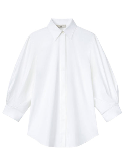 Lafayette 148 Balloon Sleeve Slim Blouse in White