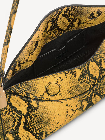 Balmain 64-83 Small Bag in Python-Effect Leather Yellow