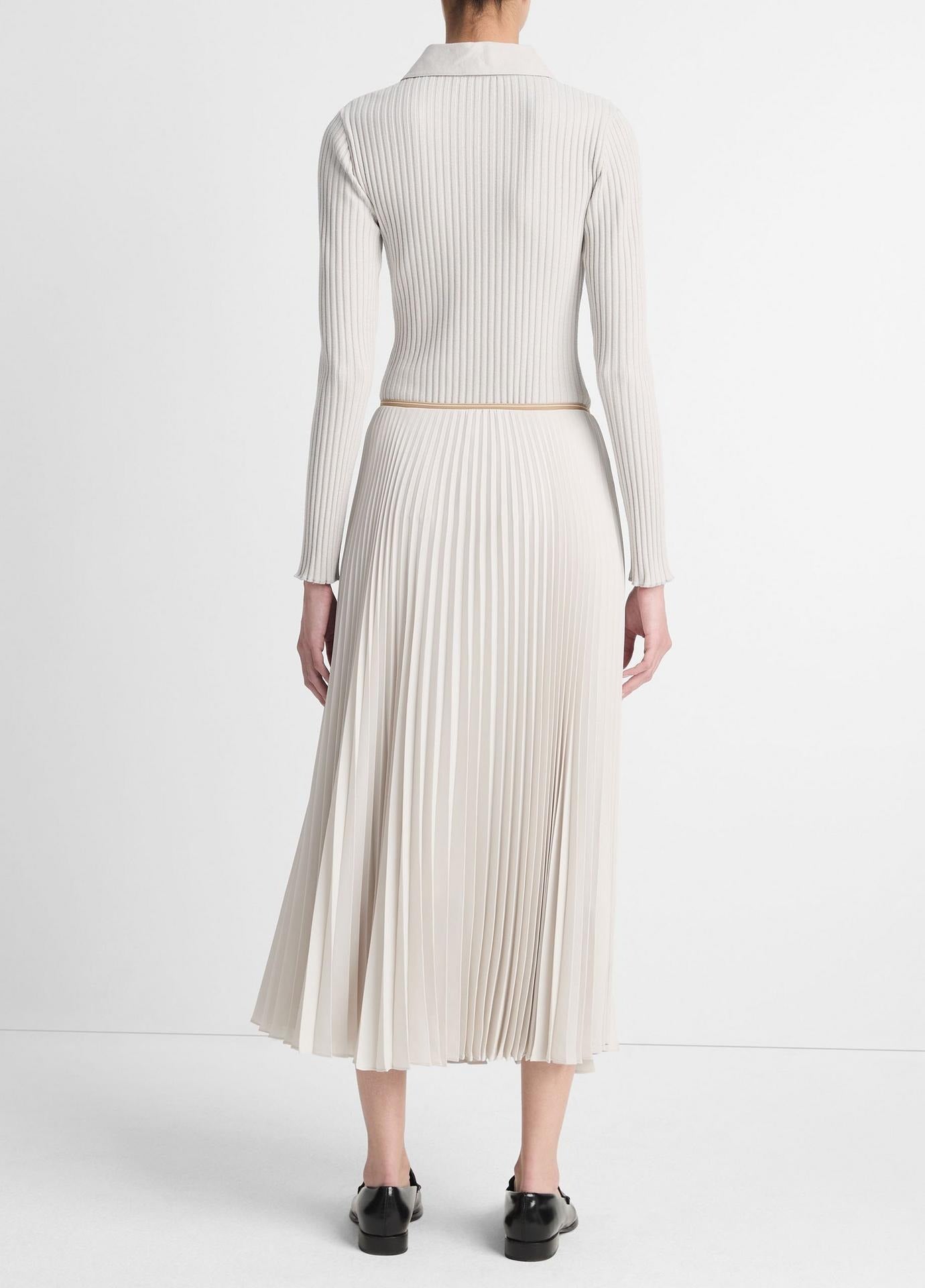 Vince Draped Pleated Skirt in Salt Glass