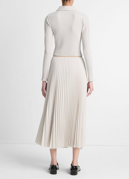 Vince Draped Pleated Skirt in Salt Glass