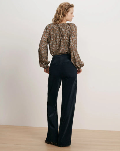 Veronica Beard Holt Corduroy Wide-Leg Pant in Heritage Navy