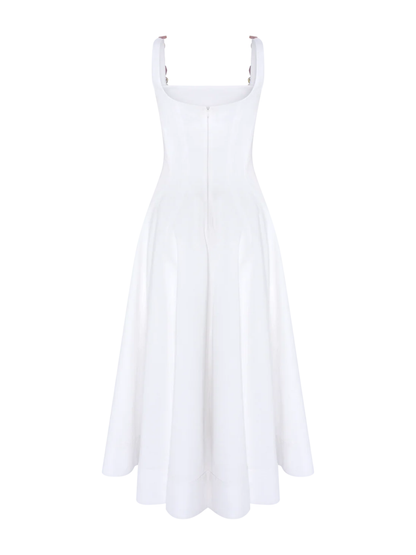 Pat Bo Gabriela Linen Midi Dress in Off White