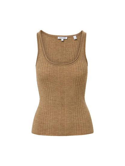 Veronica Beard Birke Merino Wool Tank Top in Dark Khaki