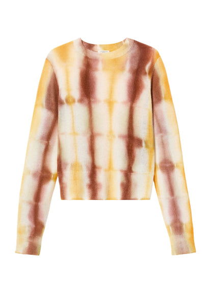 Lafayette 148 Hand Dyed Cashmere Crewneck Sweater in Red Tile Multi