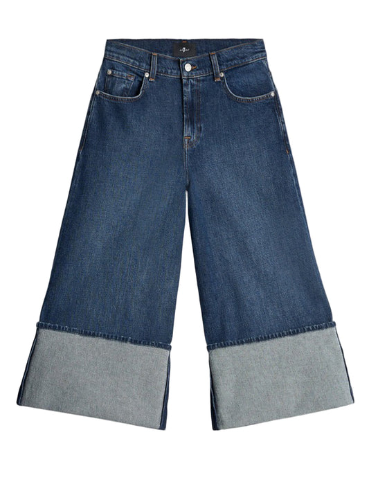 7 For All Mankind Cuffed Culotte Jeans in Radar