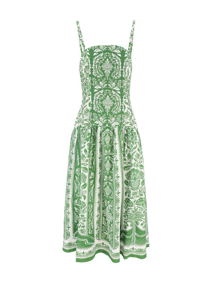 slim fit dress slacks Farm Rio Midi Dress in Delicate Tapestry Green – Leigh's of Breton Village